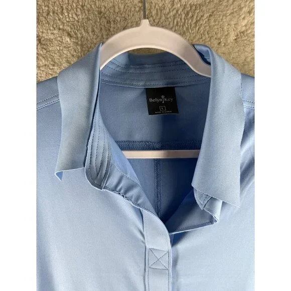 Belyn Key Womens Tops Size L Stretch Sleeveless Polo - Picture 3 of 8